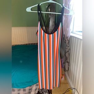 Colorful Striped Strap Bodycon Dress